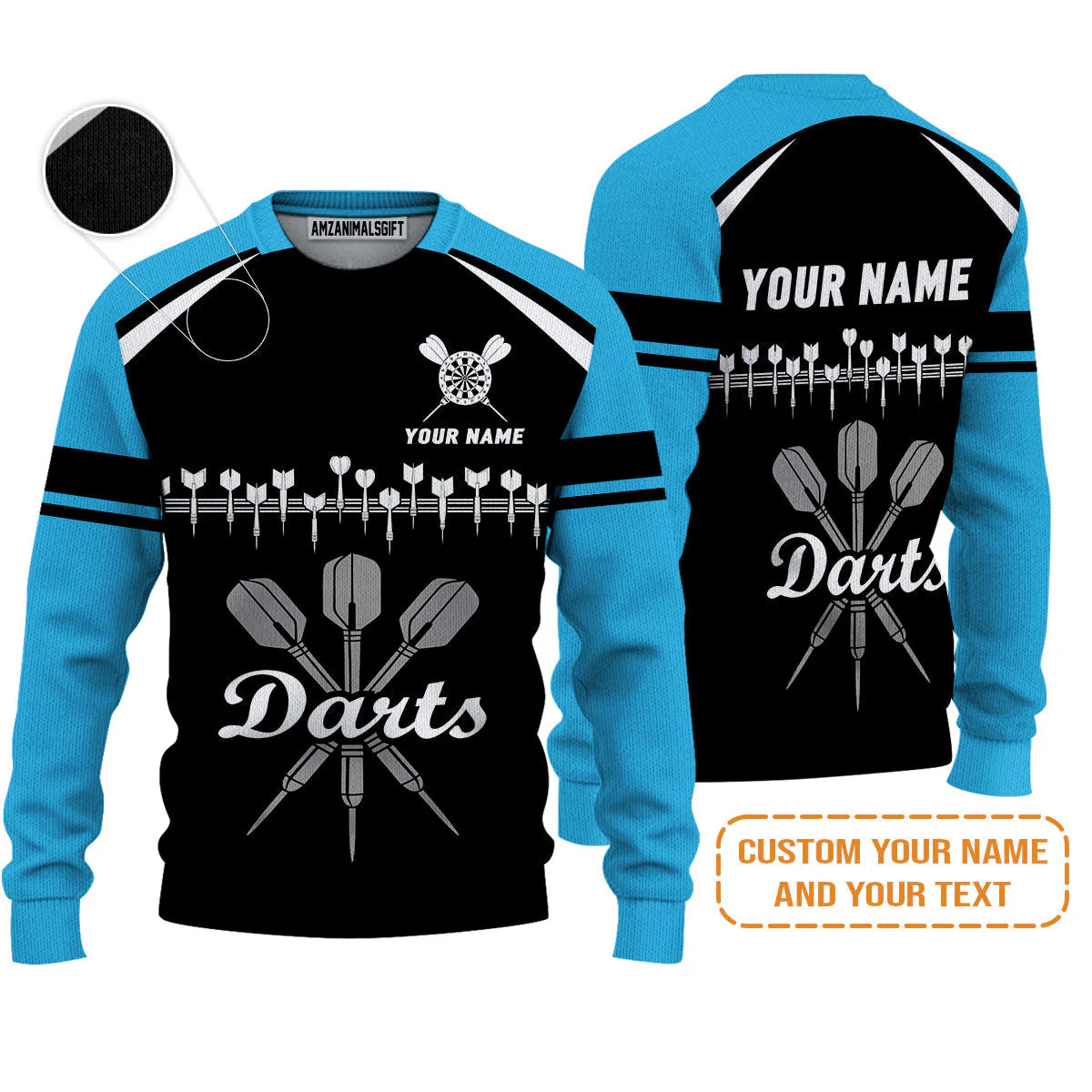 Customized Name & Text Darts T-Shirt, Personalized Darts Team Blue T-Shirt - Perfect Gift For Darts Lovers - Image 7
