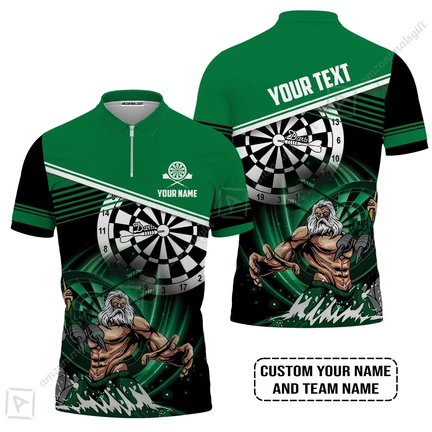 Customized Name & Text Darts T-Shirt, Personalized Name Poseidon Darts T-Shirt - Image 6