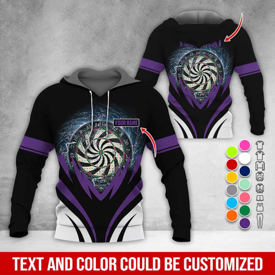 Customized Name & Text Darts Thunder Premium Hoodie, Thunder Vortex Darts Pattern Hoodie, Perfect Gift For Darts Lovers, Friend, Family - Image 10