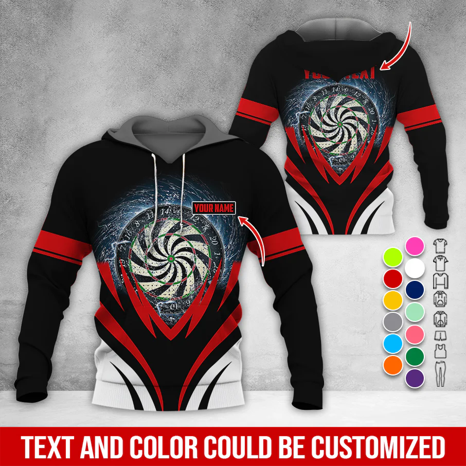 Customized Name & Text Darts Thunder Premium Hoodie, Thunder Vortex Darts Pattern Hoodie, Perfect Gift For Darts Lovers, Friend, Family - Image 11