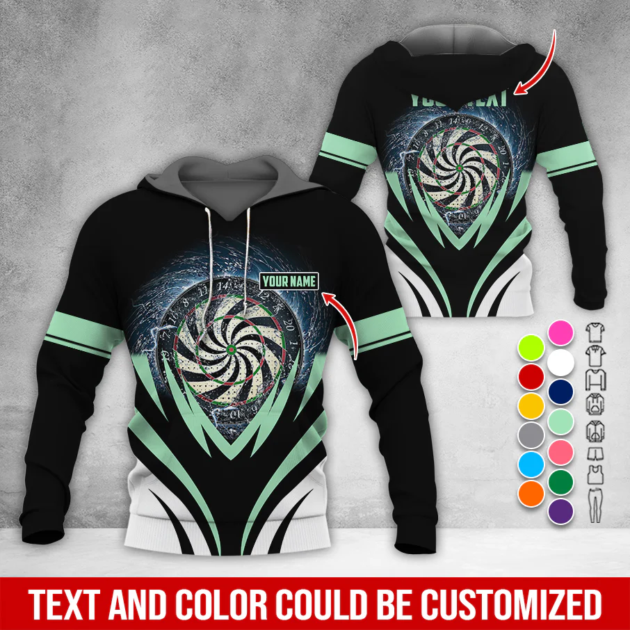 Customized Name & Text Darts Thunder Premium Hoodie, Thunder Vortex Darts Pattern Hoodie, Perfect Gift For Darts Lovers, Friend, Family - Image 12