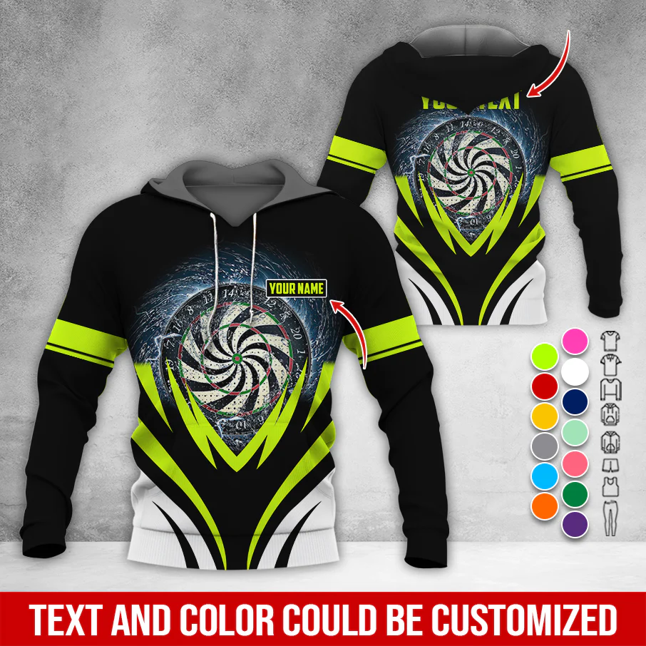 Customized Name & Text Darts Thunder Premium Hoodie, Thunder Vortex Darts Pattern Hoodie, Perfect Gift For Darts Lovers, Friend, Family - Image 5