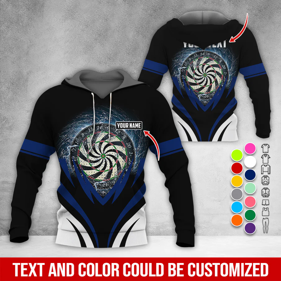 Customized Name & Text Darts Thunder Premium Hoodie, Thunder Vortex Darts Pattern Hoodie, Perfect Gift For Darts Lovers, Friend, Family - Image 6