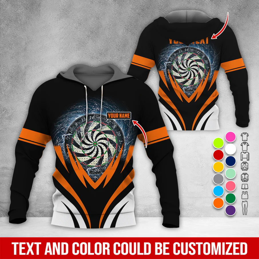 Customized Name & Text Darts Thunder Premium Hoodie, Thunder Vortex Darts Pattern Hoodie, Perfect Gift For Darts Lovers, Friend, Family - Image 8