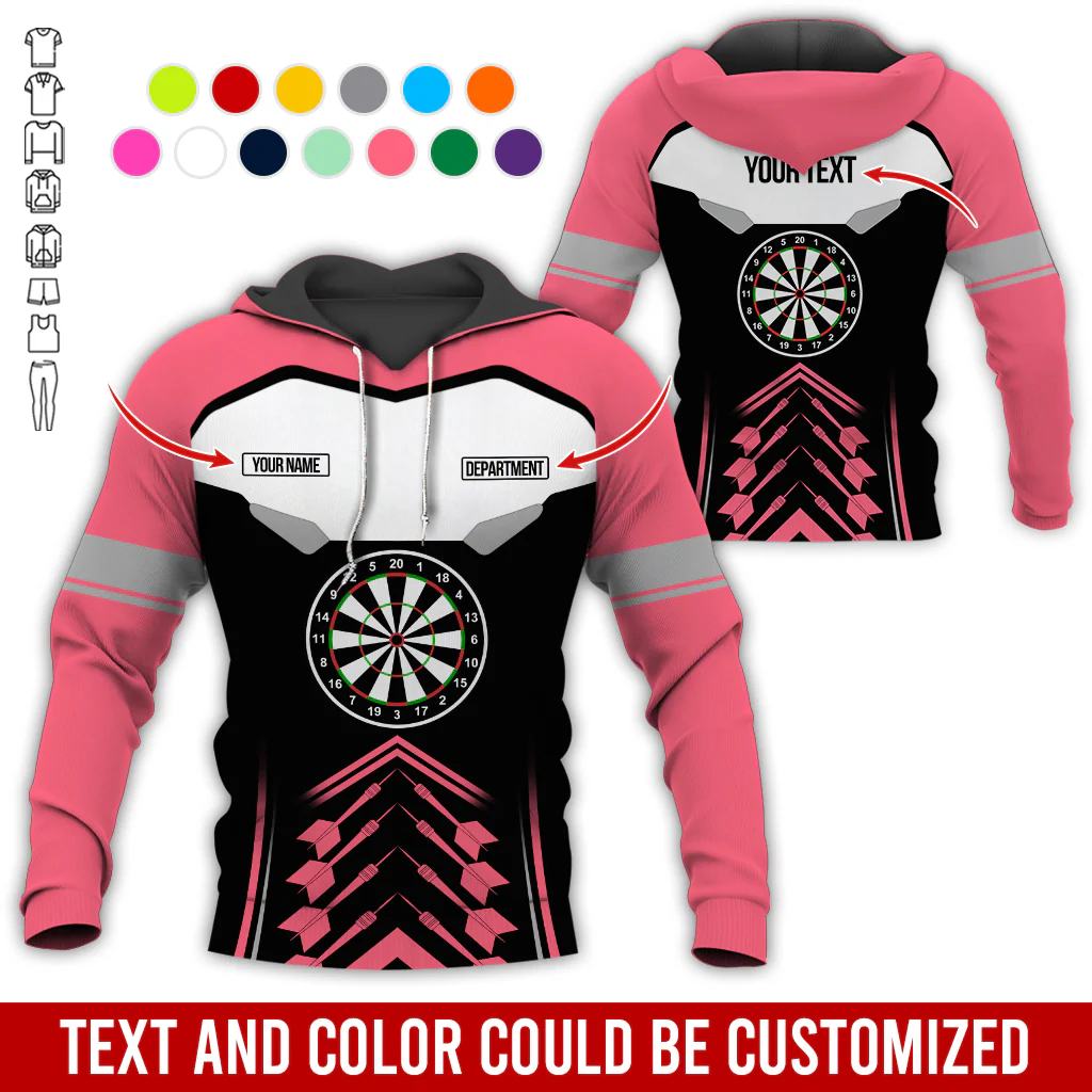 Customized Name, Text & Department Darts Premium Hoodie, Black & White Pattern Darts Hoodie, Perfect Gift For Darts Lovers, Darts Player - Image 11