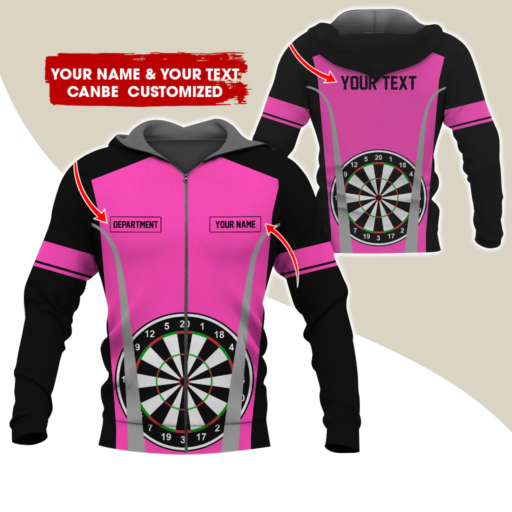 Customized Name, Text & Department Darts Premium Zip Hoodie, Personalized Darts Team Zip Hoodie For Men & Women - Gift For Darts Lovers, Darts Players - Image 10