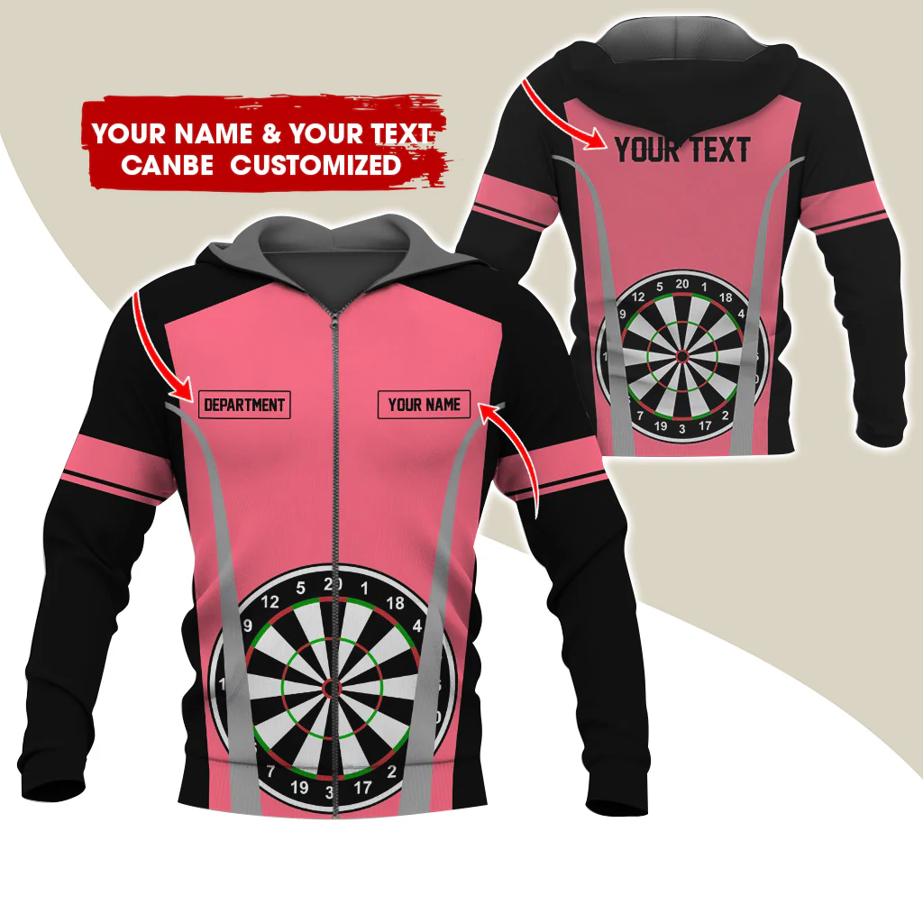 Customized Name, Text & Department Darts Premium Zip Hoodie, Personalized Darts Team Zip Hoodie For Men & Women - Gift For Darts Lovers, Darts Players - Image 2
