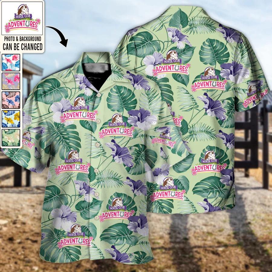 Customized Photo Horse Hawaiian Shirt For Summer - Horse Club You Want Tropical Style Custom Photo Hawaiian Shirt - Perfect Gift For Men, Horse Lovers - Image 3