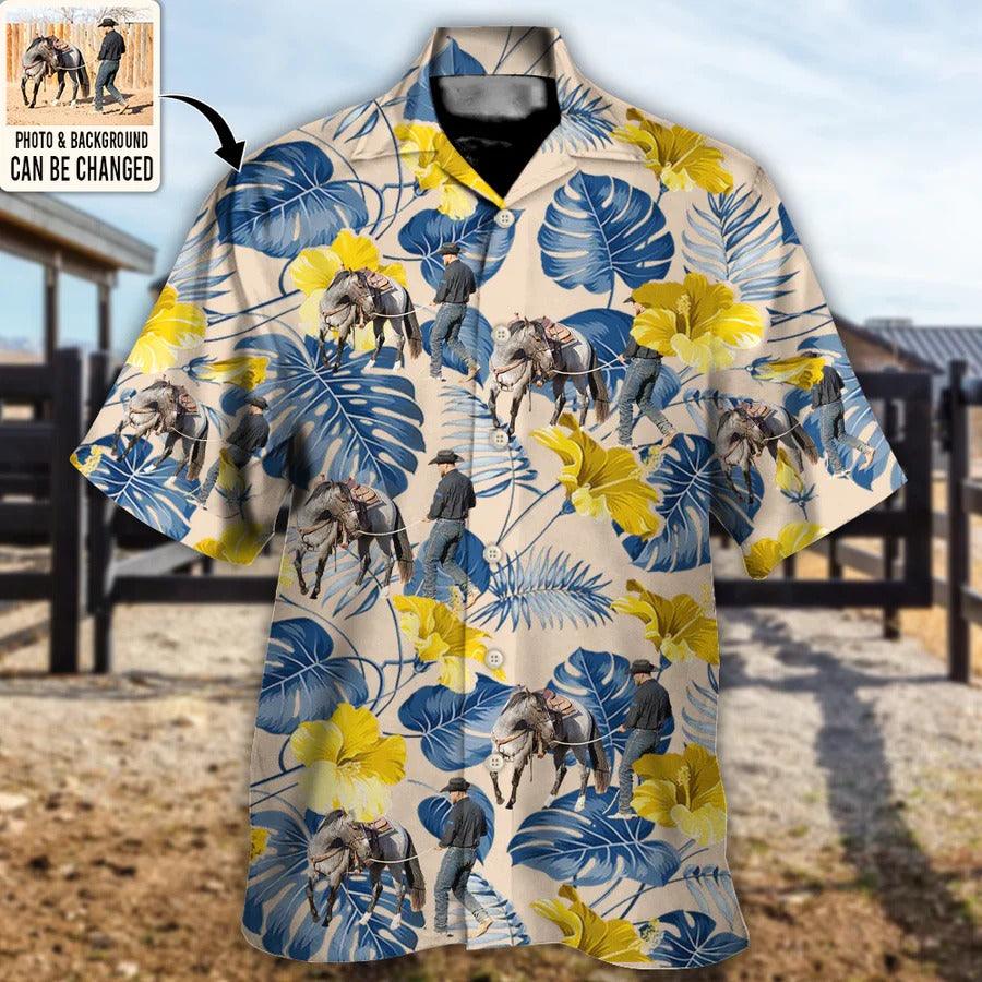 Customized Photo Horse Hawaiian Shirts For Summer - Horse Trainer You Want Tropical Style Personalized Hawaiian Shirt - Perfect Gift For Men, Horse Racing Lovers - Image 2