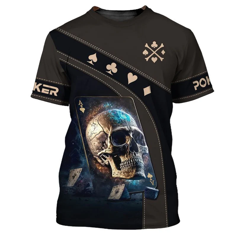 Customized Poker Shirt, Dark Skull Ace Card Shirts, Perfect Outfit For Poker Players - Image 2