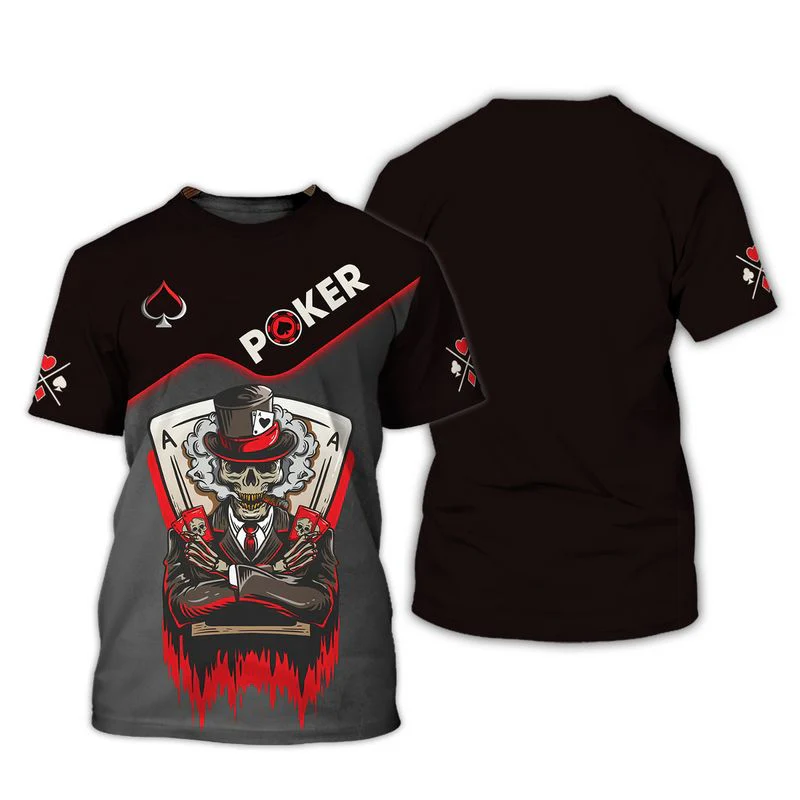 Customized Poker Shirt, Double Aces With Grim Reaper Skull Shirts, Perfect Outfit For Poker Players - Image 2