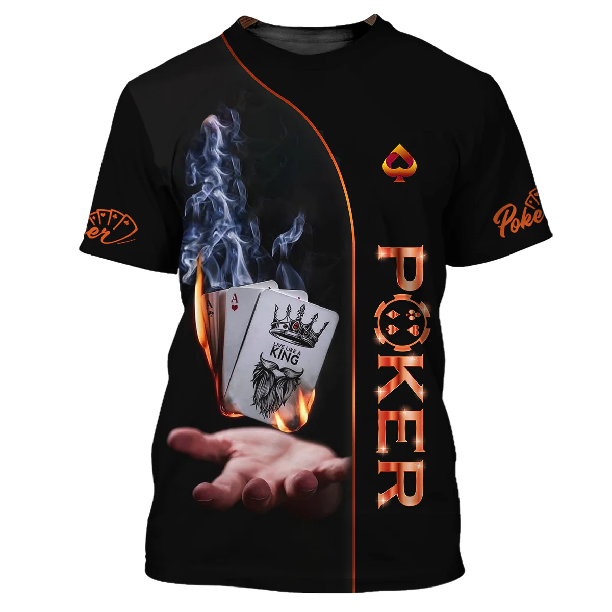 Customized Poker Shirt, Poker In Hands Live Like A King Shirts, Perfect Outfit For Poker Players - Image 2