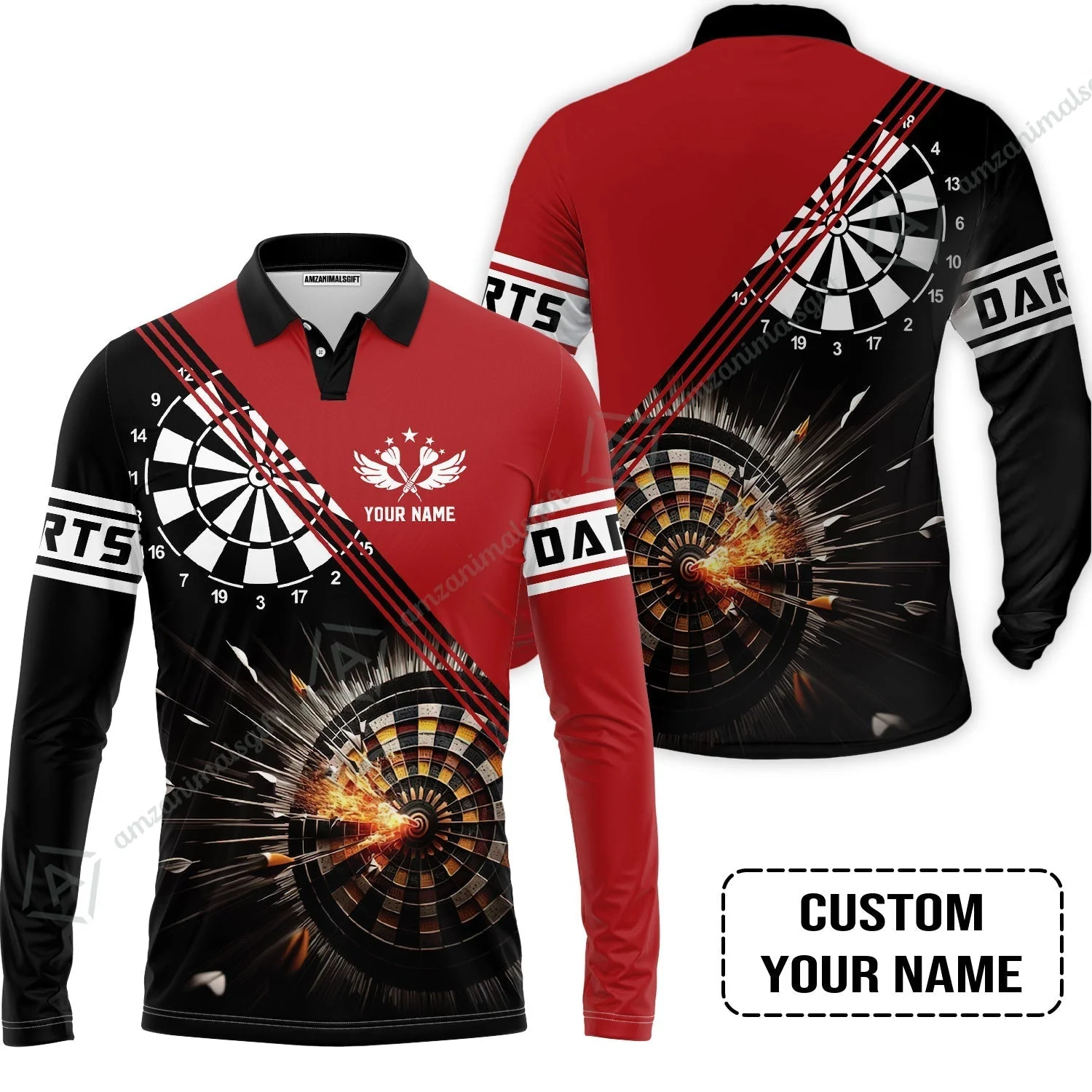 Customized Red Darts Hoodie, Custom Darts For Team Hoodie - Image 4