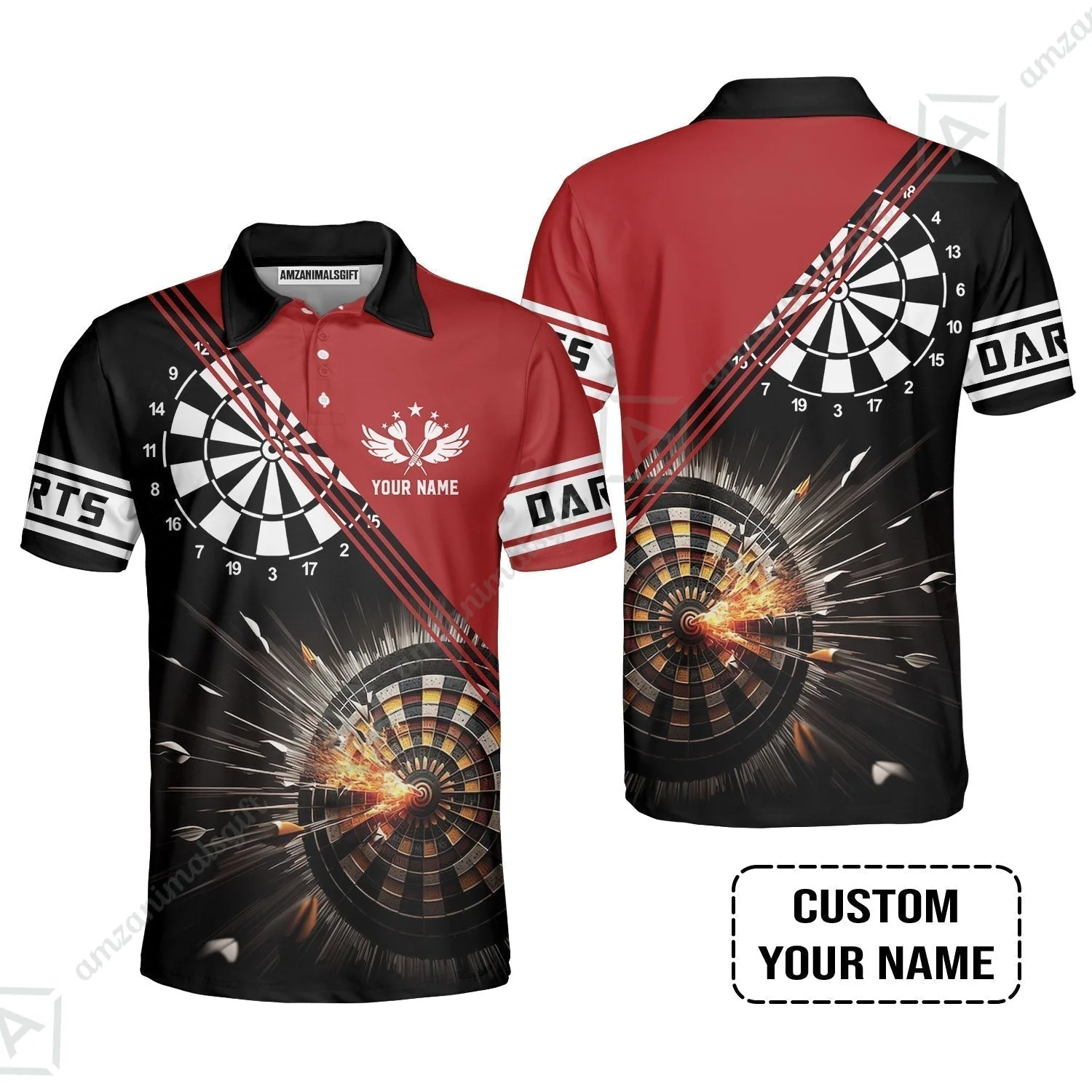 Customized Red Darts T-Shirt, Custom Darts For Team T-Shirt - Image 8