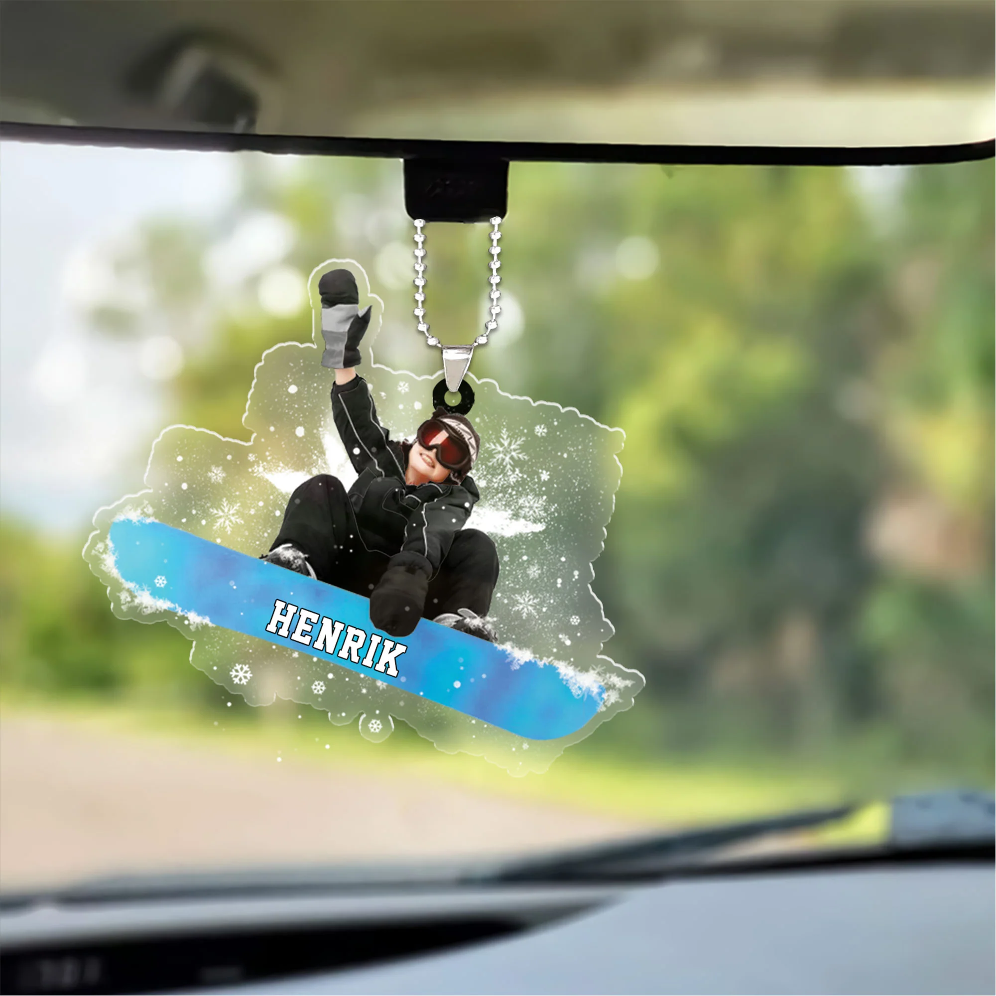 Customized Snowboarding Boy, Skiing Boy Christmas Acrylic Keychain, Gift For Snowboarding Lovers - Image 5