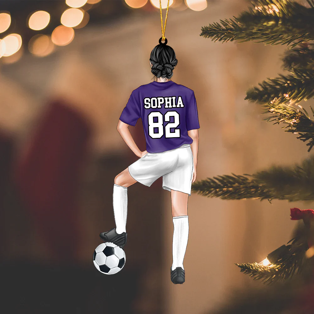 Customized Soccer Female Players Christmas Acrylic Keychain, Soccer Team Gift For Daughter, Football Players, Football Lovers - Image 4