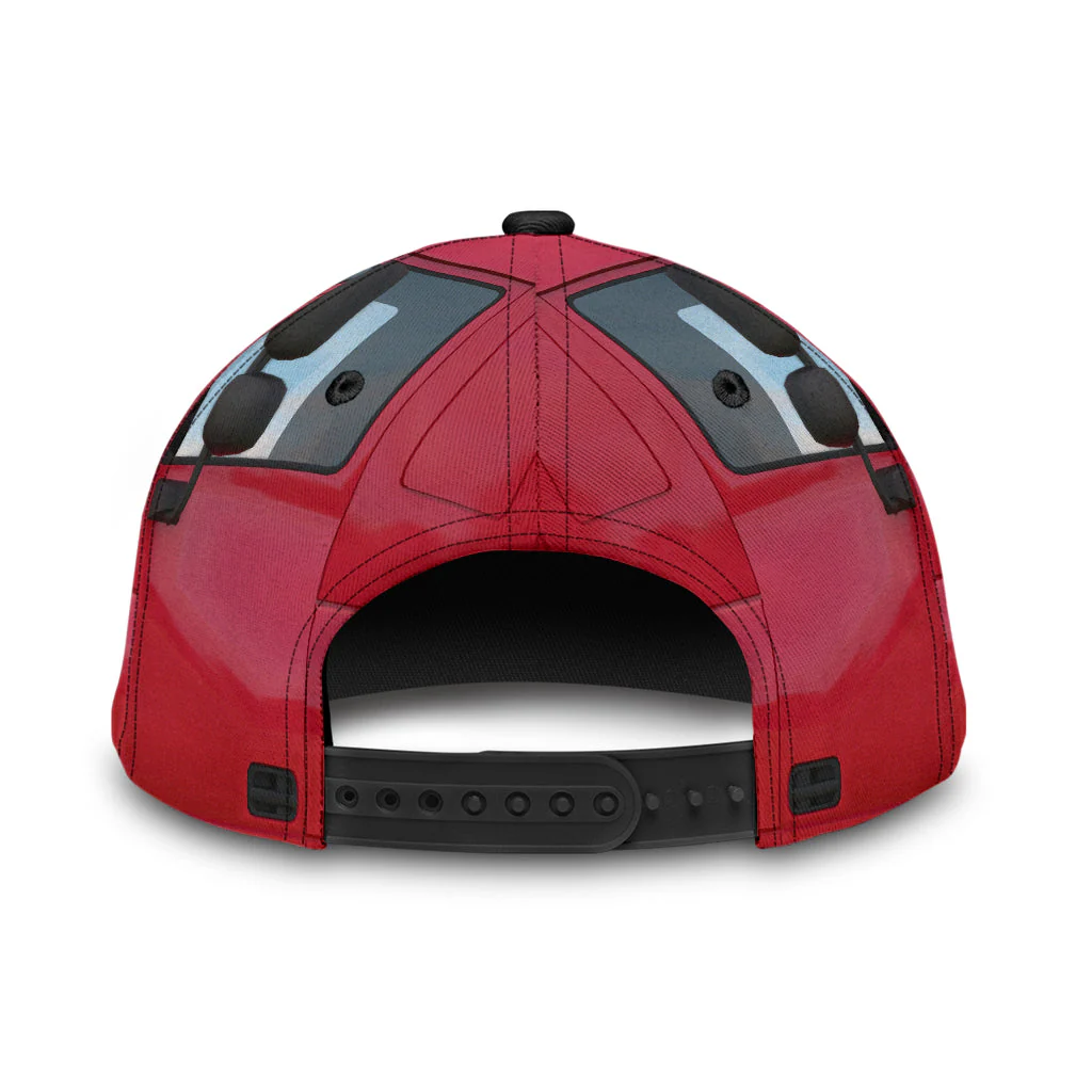 Customized Trucker Mesh Cap Hat, Red Truck Pattern Classic Caps, Perfect Hat For Trucker - Image 3