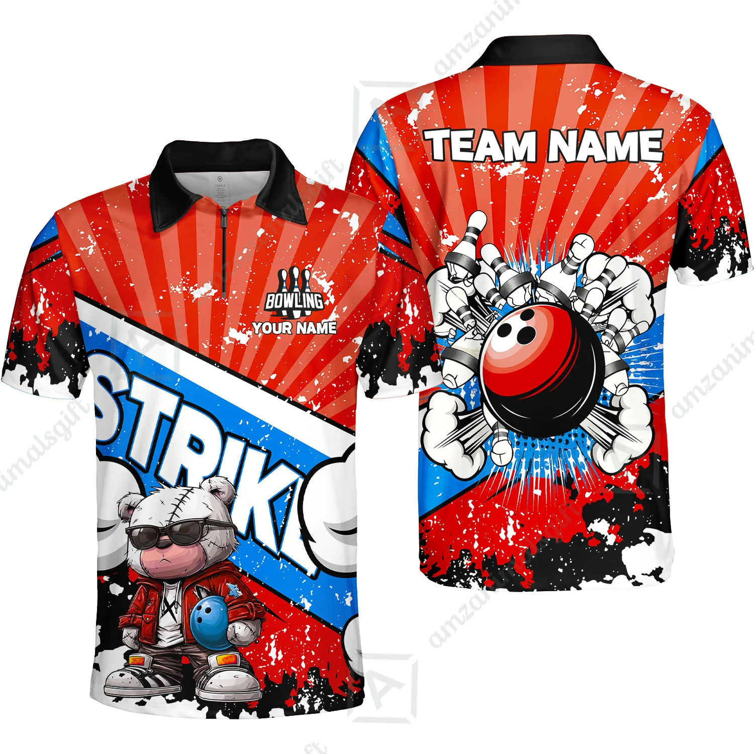 Customized Unisex Polo Shirt, Bowling Hip Hop Cartoon Design, Uniform Bowling - Personalized Name And Team Name - Image 19