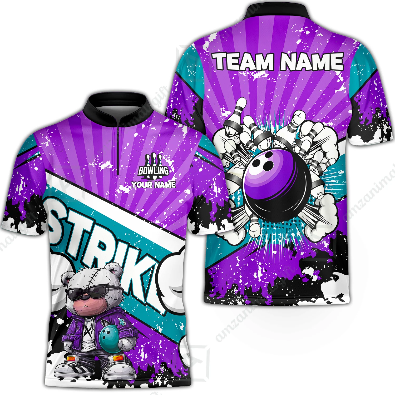 Customized Unisex Polo Shirt, Bowling Hip Hop Cartoon Design, Uniform Bowling - Personalized Name And Team Name - Image 20