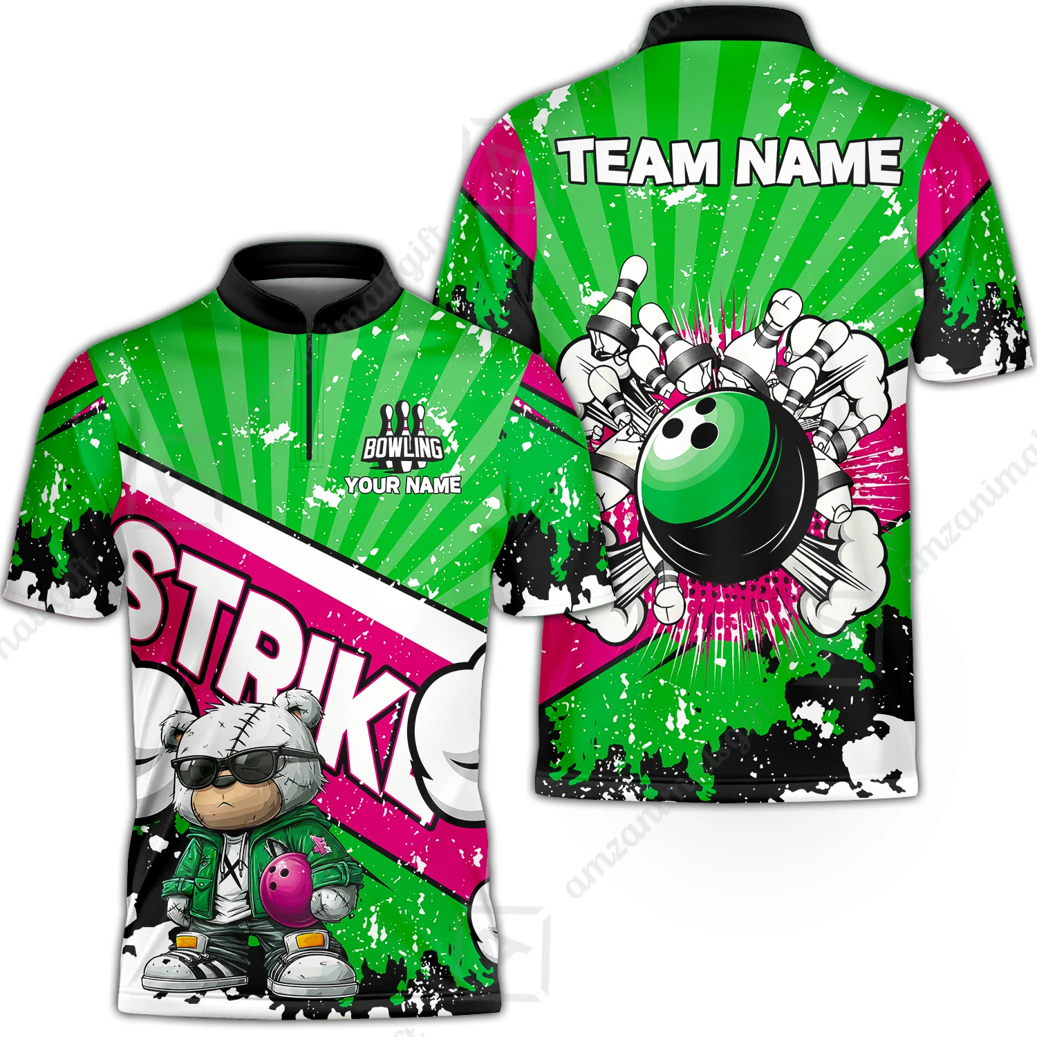 Customized Unisex Polo Shirt, Bowling Hip Hop Cartoon Design, Uniform Bowling - Personalized Name And Team Name - Image 21