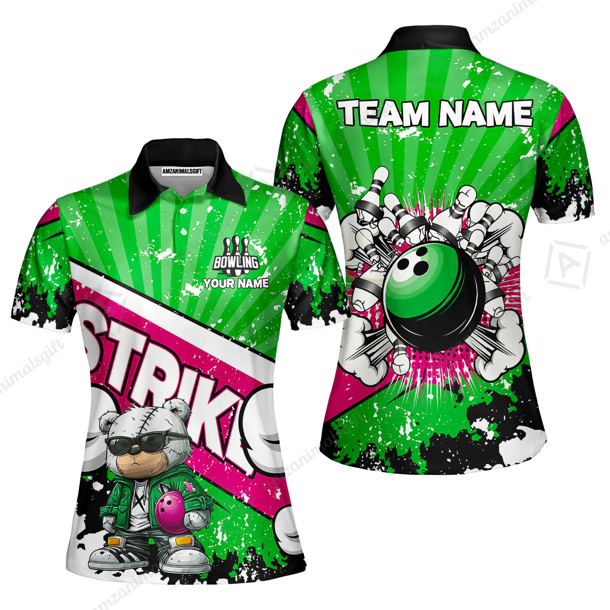 Customized Unisex Polo Shirt, Bowling Hip Hop Cartoon Design, Uniform Bowling - Personalized Name And Team Name - Image 23