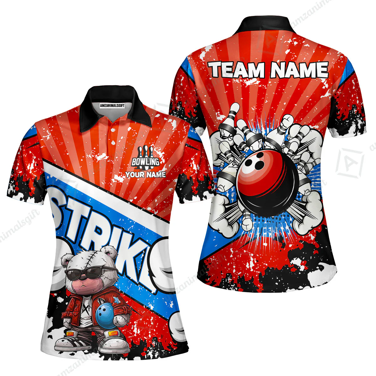Customized Unisex Polo Shirt, Bowling Hip Hop Cartoon Design, Uniform Bowling - Personalized Name And Team Name - Image 24