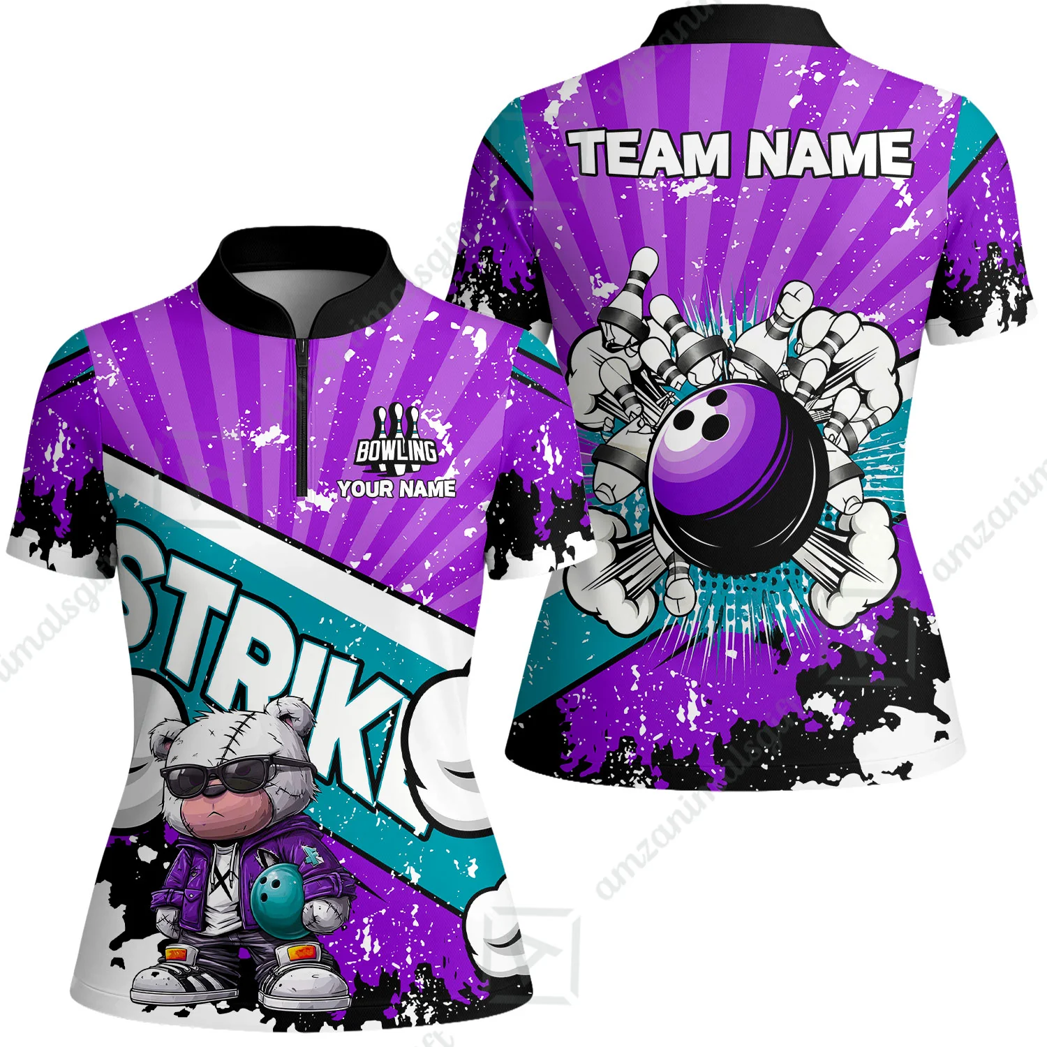 Customized Unisex Polo Shirt, Bowling Hip Hop Cartoon Design, Uniform Bowling - Personalized Name And Team Name - Image 25