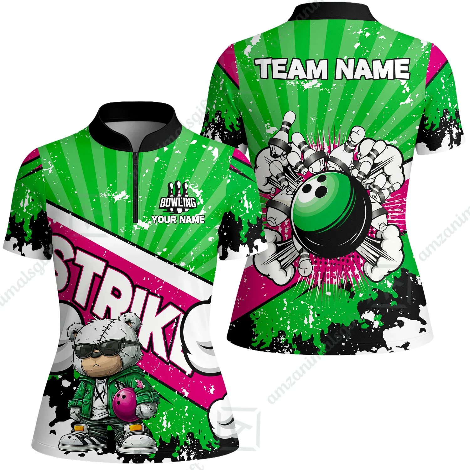 Customized Unisex Polo Shirt, Bowling Hip Hop Cartoon Design, Uniform Bowling - Personalized Name And Team Name - Image 26
