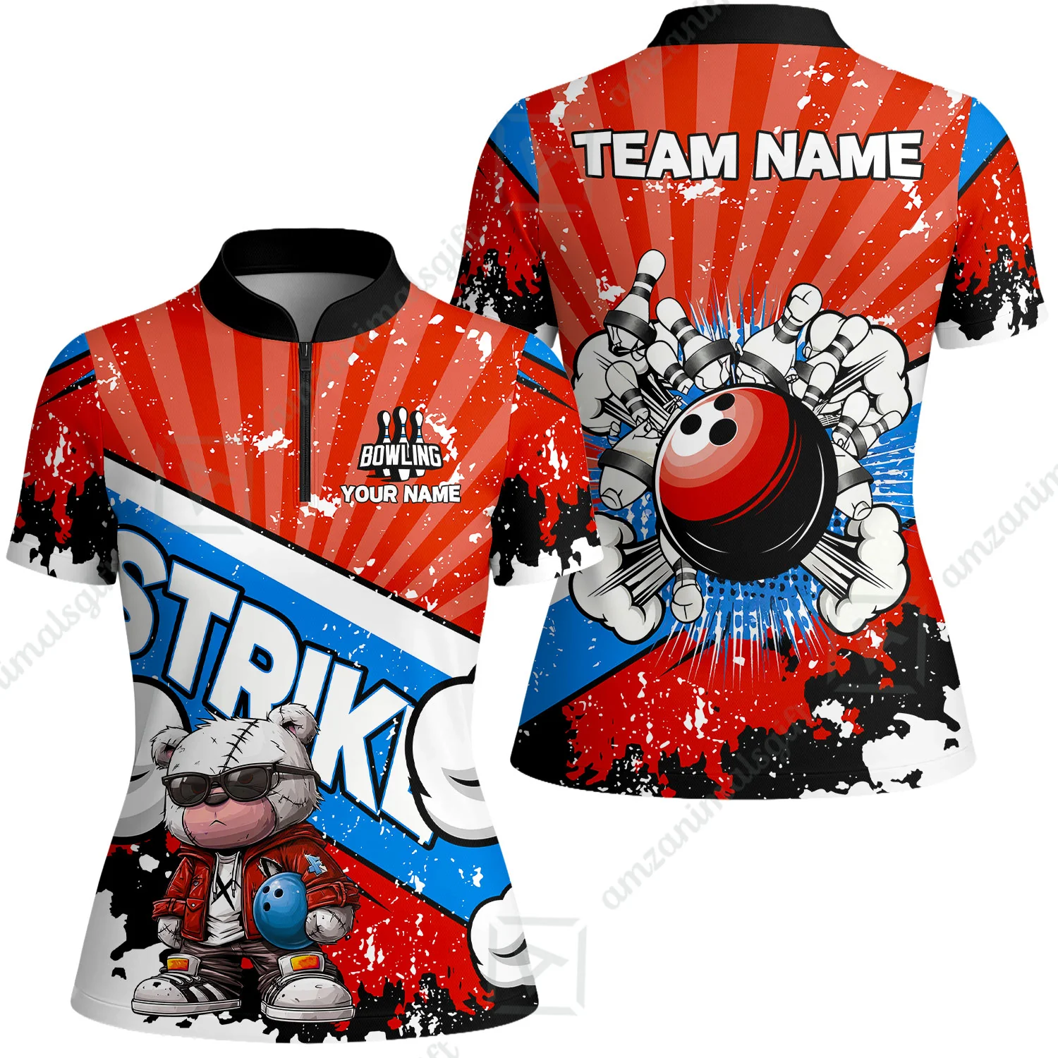 Customized Unisex Polo Shirt, Bowling Hip Hop Cartoon Design, Uniform Bowling - Personalized Name And Team Name - Image 27