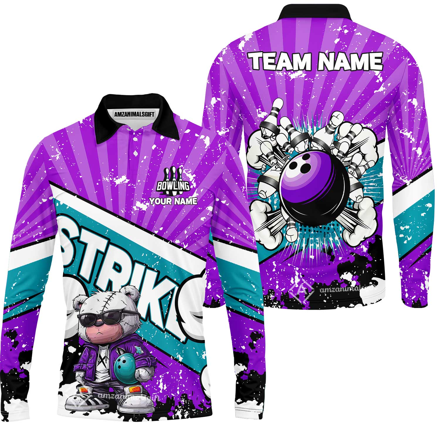 Customized Unisex Polo Shirt, Bowling Hip Hop Cartoon Design, Uniform Bowling - Personalized Name And Team Name - Image 31