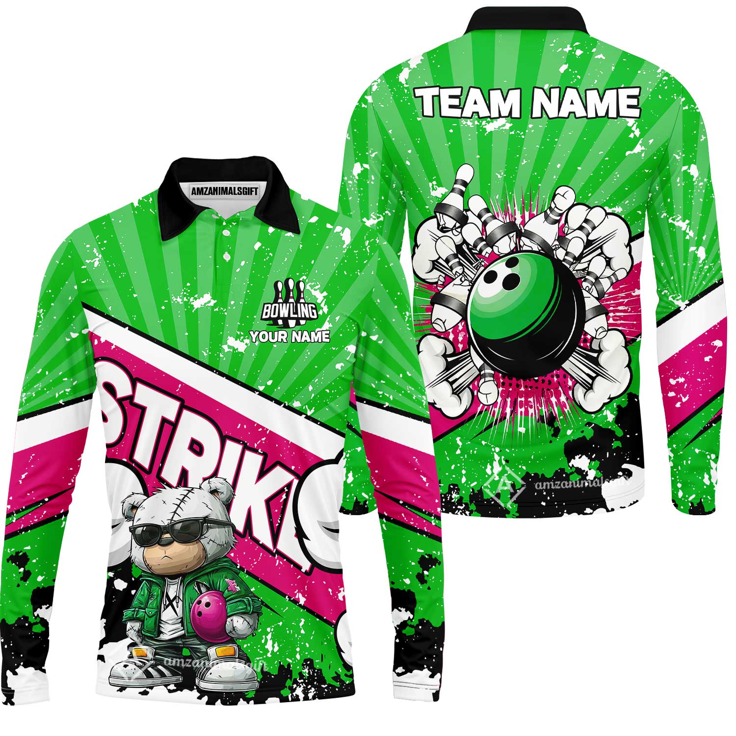 Customized Unisex Polo Shirt, Bowling Hip Hop Cartoon Design, Uniform Bowling - Personalized Name And Team Name - Image 32