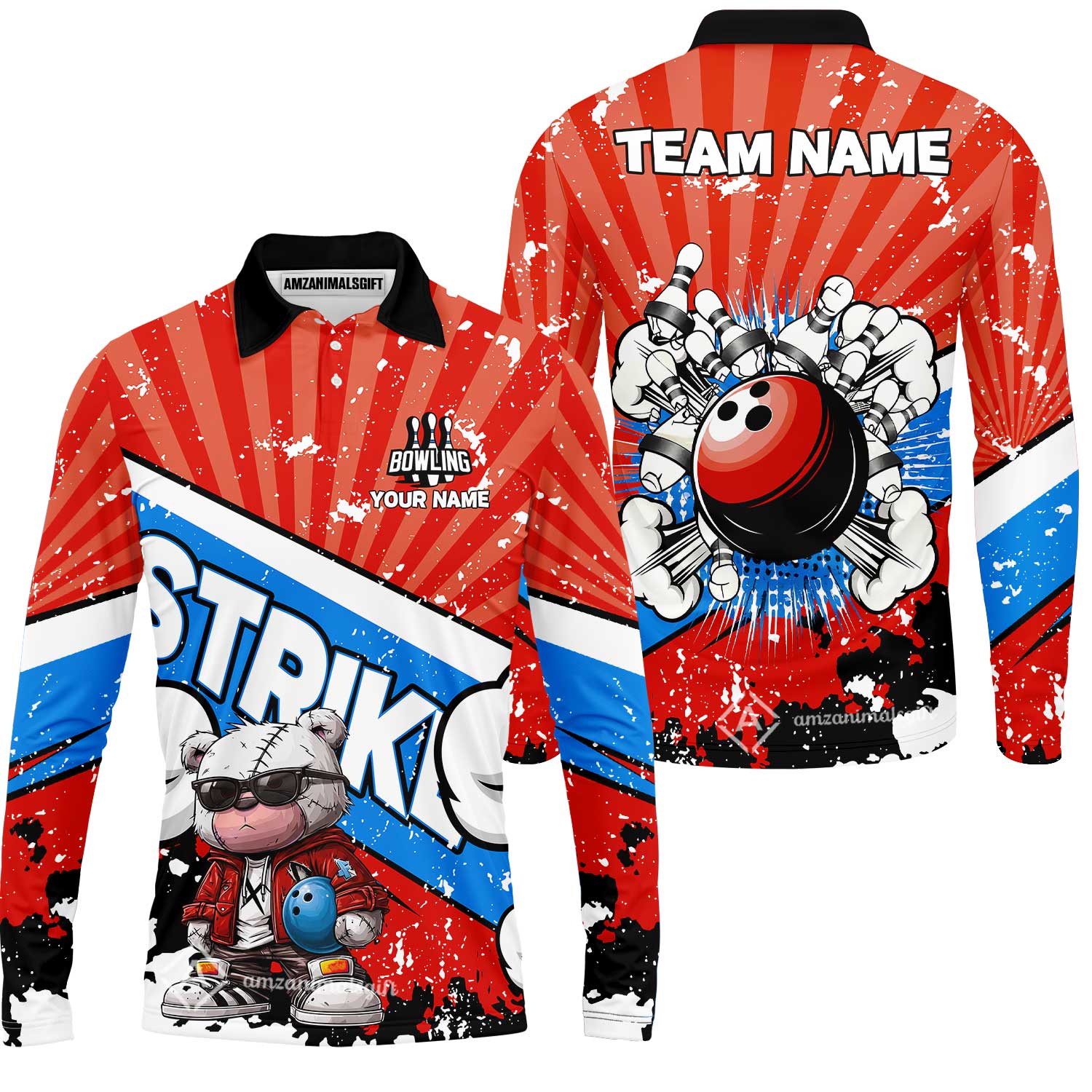 Customized Unisex Polo Shirt, Bowling Hip Hop Cartoon Design, Uniform Bowling - Personalized Name And Team Name - Image 33