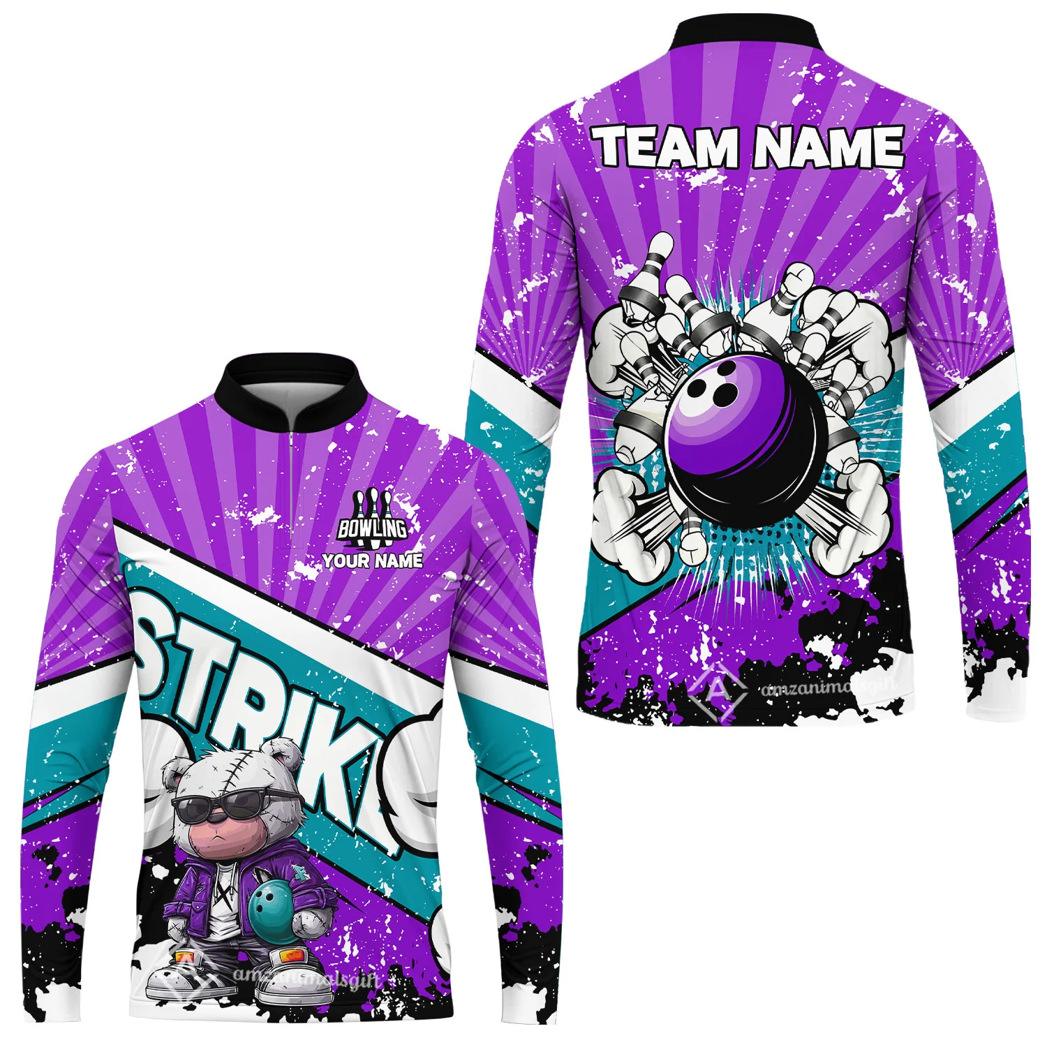 Customized Unisex Polo Shirt, Bowling Hip Hop Cartoon Design, Uniform Bowling - Personalized Name And Team Name - Image 34