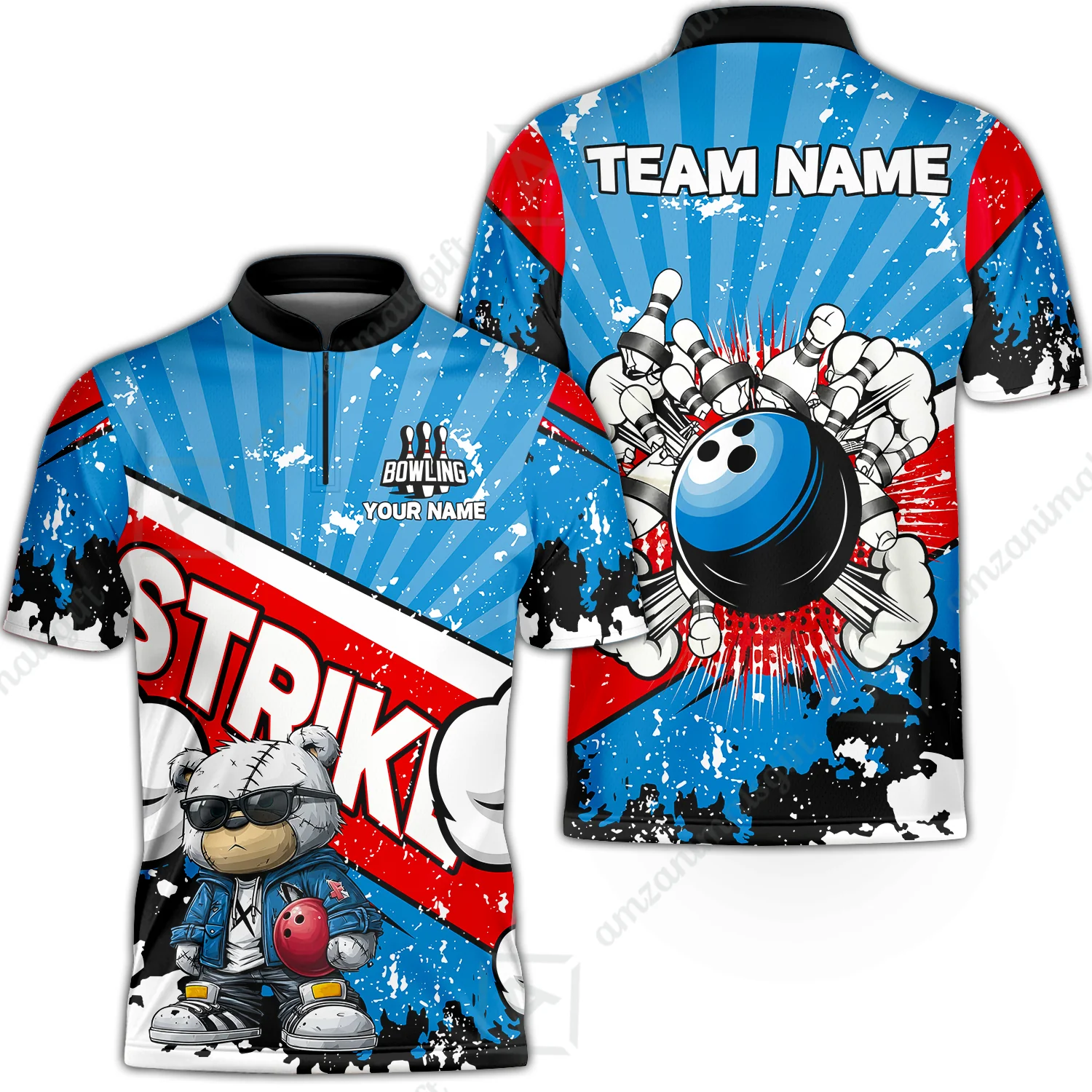 Customized Unisex Polo Shirt, Bowling Hip Hop Cartoon Design, Uniform Bowling - Personalized Name And Team Name - Image 4