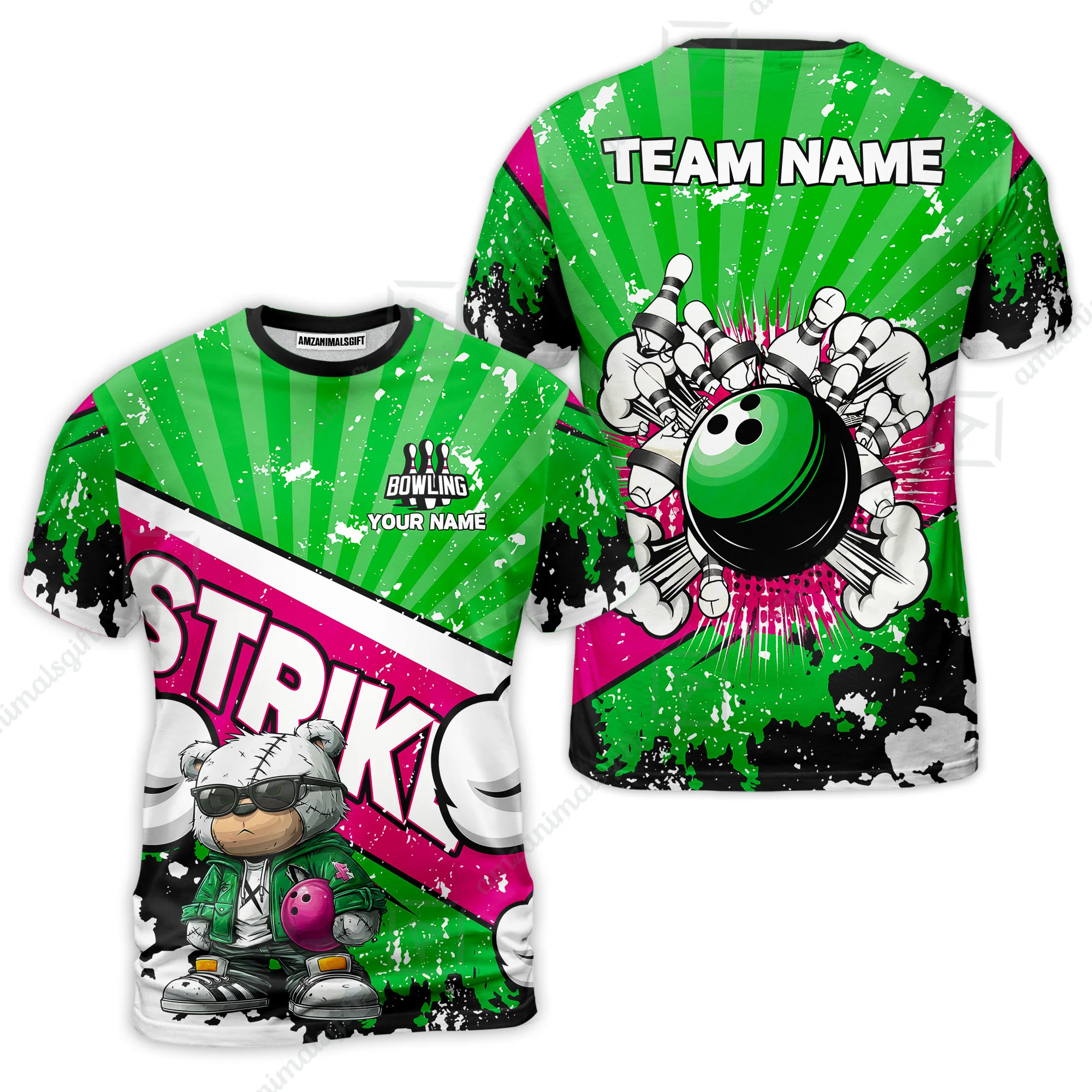 Customized Unisex Polo Shirt, Bowling Hip Hop Cartoon Design, Uniform Bowling - Personalized Name And Team Name - Image 46