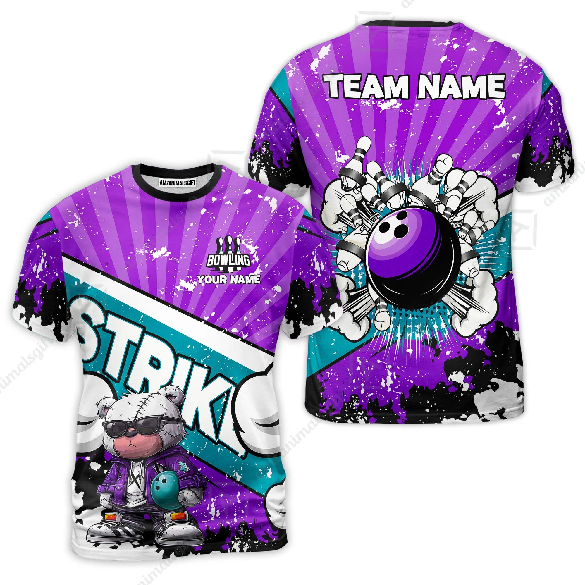 Customized Unisex Polo Shirt, Bowling Hip Hop Cartoon Design, Uniform Bowling - Personalized Name And Team Name - Image 47