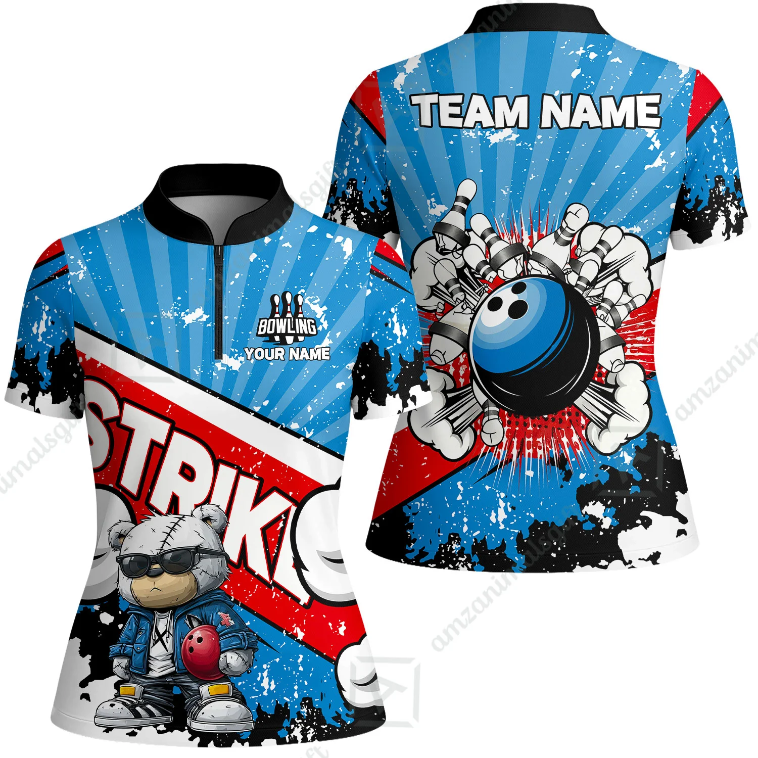 Customized Unisex Polo Shirt, Bowling Hip Hop Cartoon Design, Uniform Bowling - Personalized Name And Team Name - Image 6
