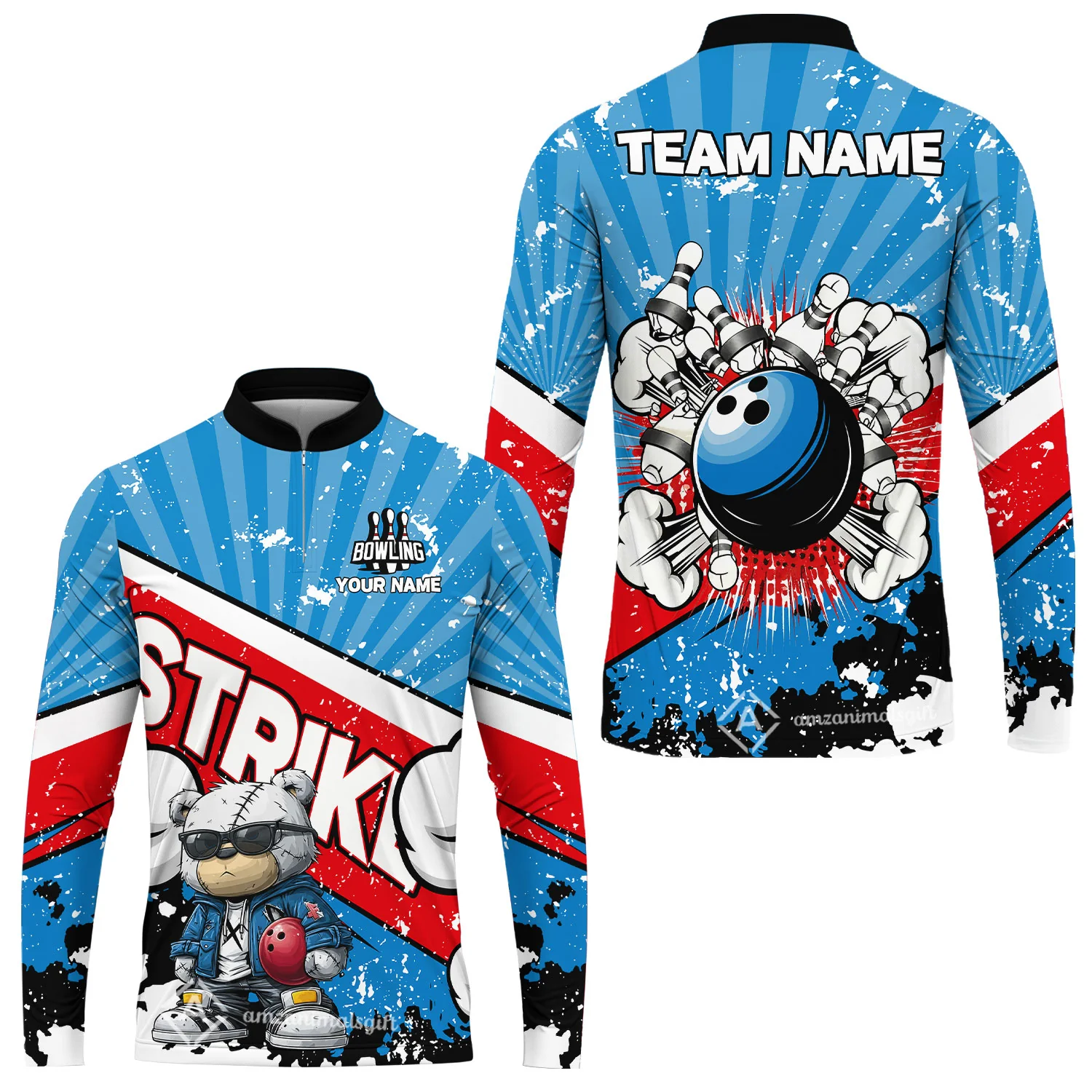 Customized Unisex Polo Shirt, Bowling Hip Hop Cartoon Design, Uniform Bowling - Personalized Name And Team Name - Image 8