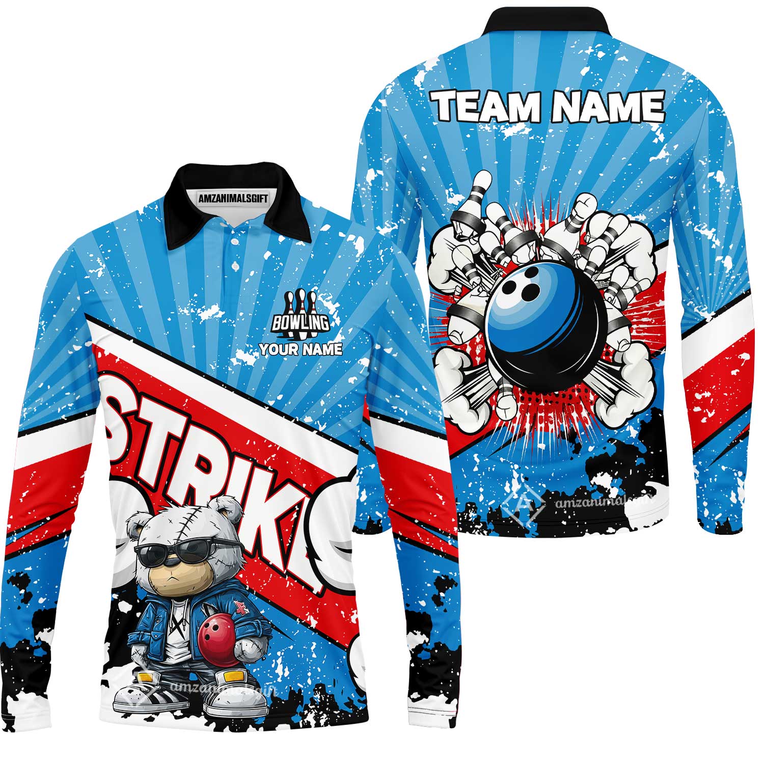 Customized Unisex Polo Shirt, Bowling Hip Hop Cartoon Design, Uniform Bowling - Personalized Name And Team Name - Image 9
