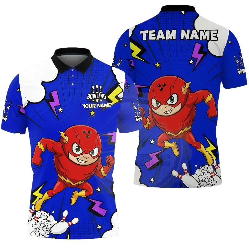 Customized Unisex Polo Shirt, Cartoon Speed Superhero, Uniform Bowling - Personalized Name And Team Name - Image 4