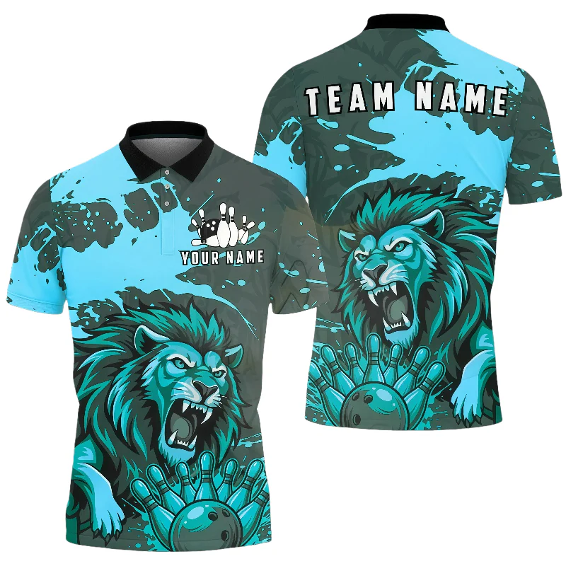 Customized Unisex Polo Shirt, Roaring Lion Art King of the Jungle Style, Uniform Bowling - Personalized Name And Team Name - Image 4
