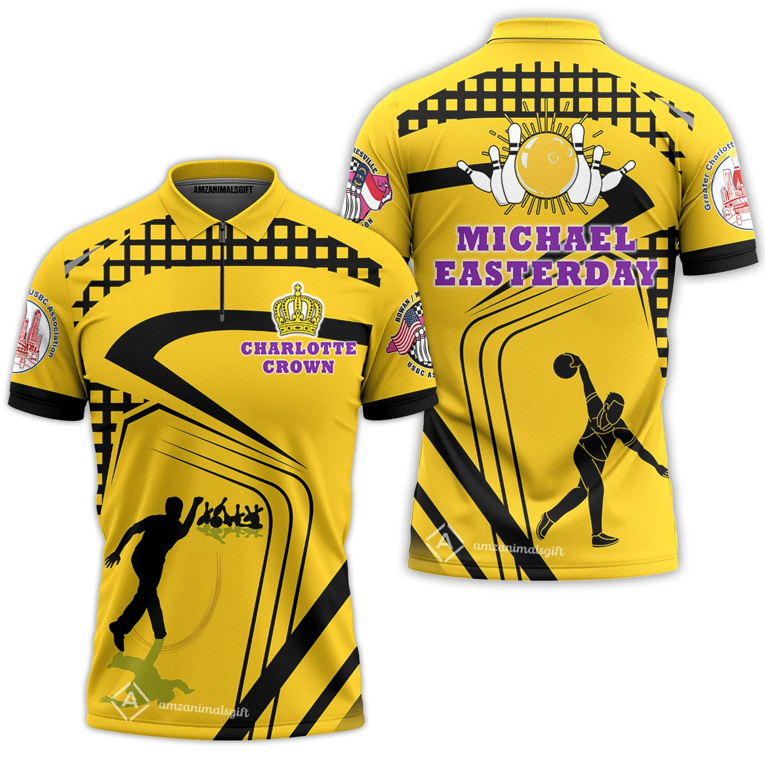 Customized Yellow Bowling Uniforms For Michael
