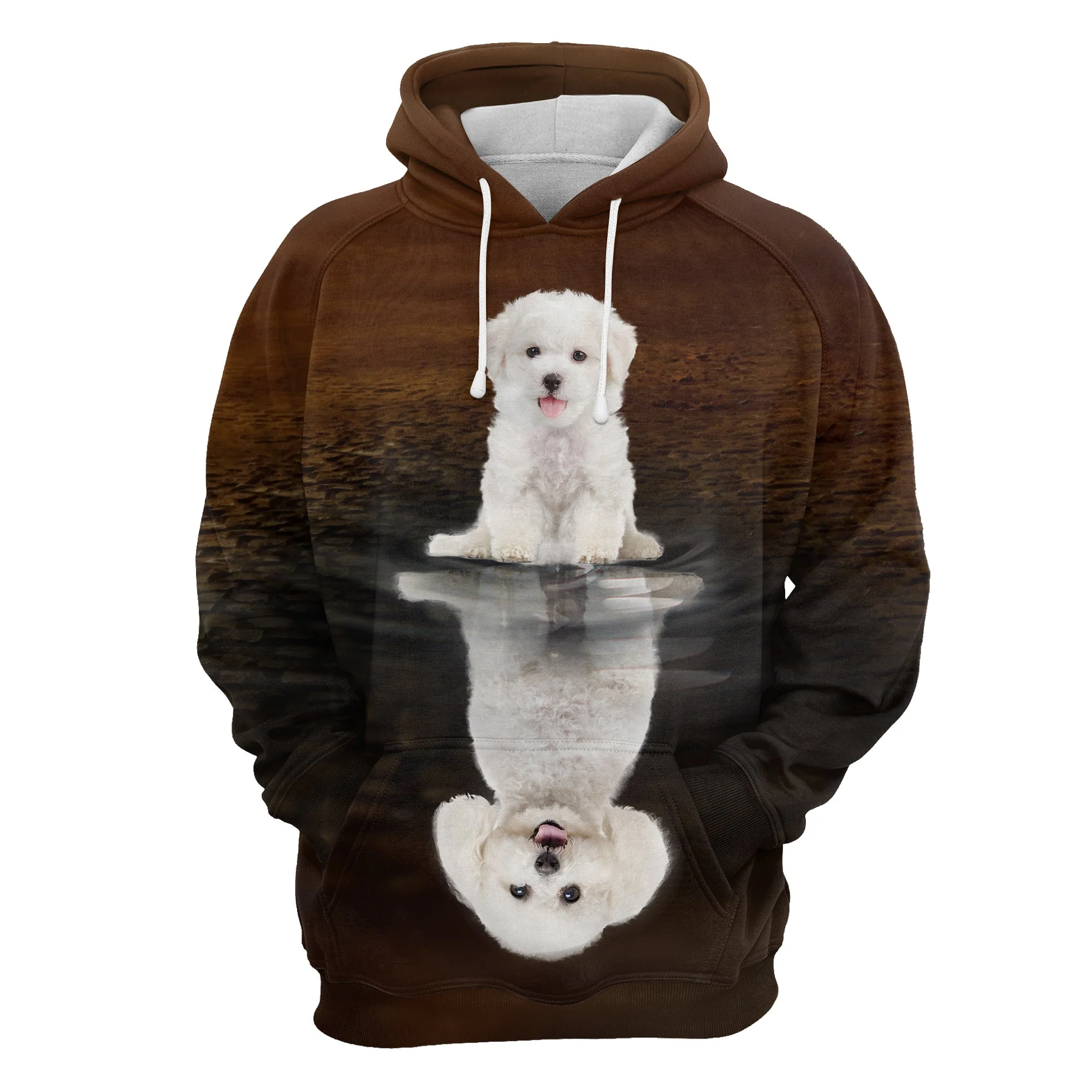 Cute Bichon Frise Reflection Pullover Premium Hoodie, Perfect Outfit For Men And Women On Christmas New Year Autumn Winter