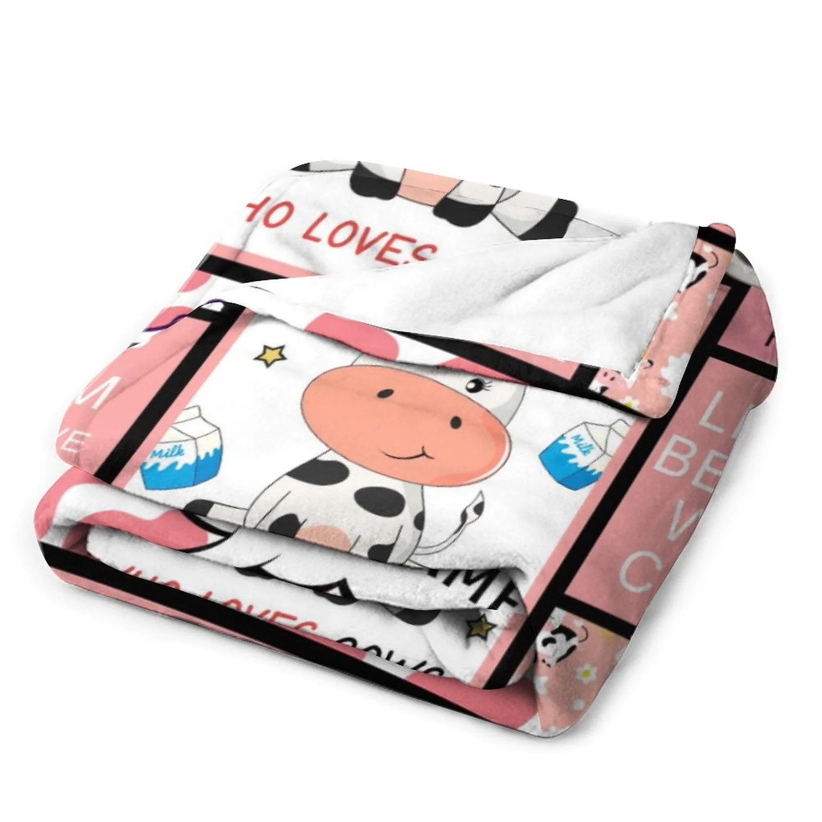 Cute Dairy Cow Baby Kids Blanket With Personalized Name For Baby Nursery, Son, Daughter, Granddaughter, Grandson - Image 3