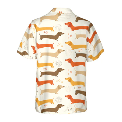 Cute Dachshund Pattern Hawaiian Shirt, Dachshund Aloha Shirt For Men - Perfect Gift For Dachshund Lovers, Husband, Boyfriend, Friend, Family - Image 3
