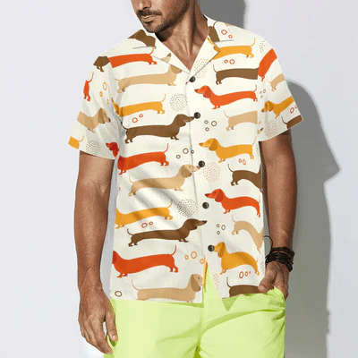 Cute Dachshund Pattern Hawaiian Shirt, Dachshund Aloha Shirt For Men - Perfect Gift For Dachshund Lovers, Husband, Boyfriend, Friend, Family - Image 5