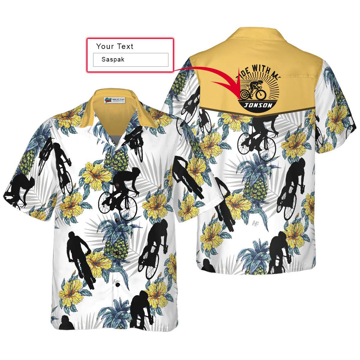 Cycling Ride With Me Custom Hawaiian Shirt, Cycling Hawaiian Shirt, Custom Aloha Shirt - Perfect Gift For Men, Women, Husband, Wife, Friend, Family