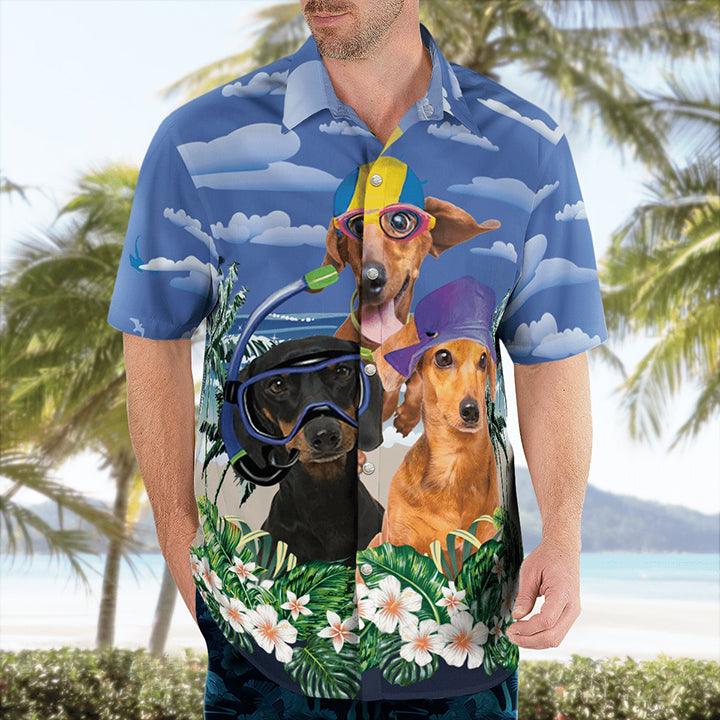 Dachshund Aloha Hawaiian Shirt - Dog dive Tropical Leaves Hawaiian Shirt For Summer - Perfect Gift For Dog Lovers Friend, Family - Image 3