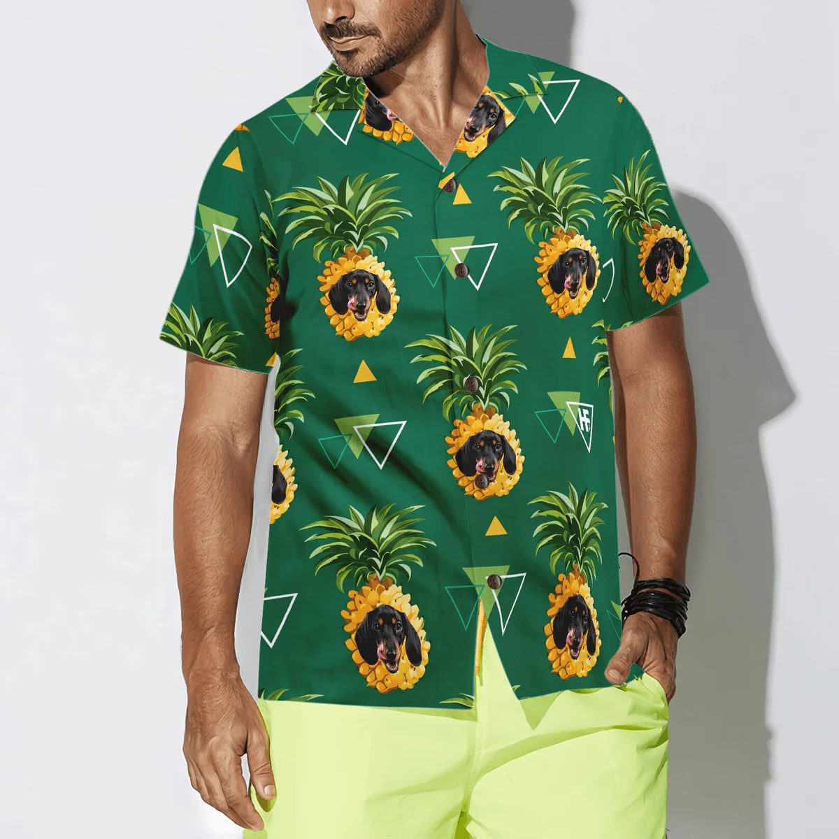 Dachshund Hawaiian Shirt, Tropical Fruit, Pineapple Aloha Shirt For Men - Perfect Gift For Dachshund Lover, Husband, Boyfriend, Friend, Family - Image 4