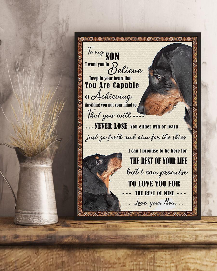 Dachshund Portrait Canvas - Dachshund To My Son To Love You For The Rest Of Mine Love Portrait Canvas - Gift For Dog Lovers, For Son From Mom, Family